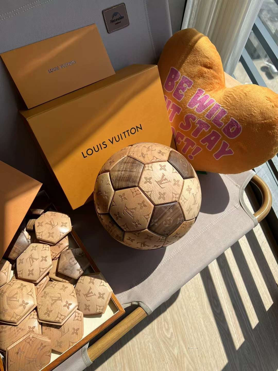 CUSTOM LV SOCCER BALL DISPLAY