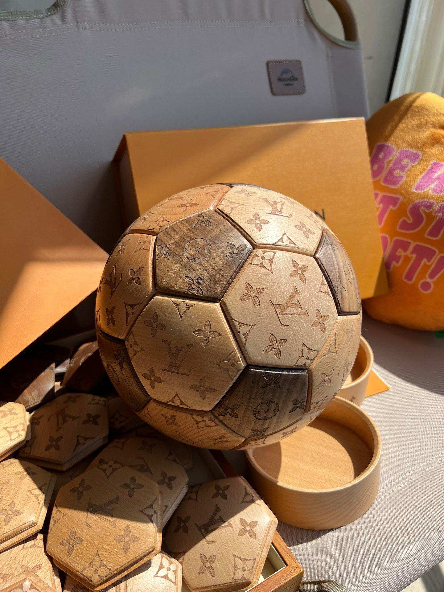 CUSTOM LV SOCCER BALL DISPLAY