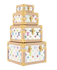 CUSTOM LV PYRAMID MONOGRAM TRUNK SET MURAKAMI WHITE