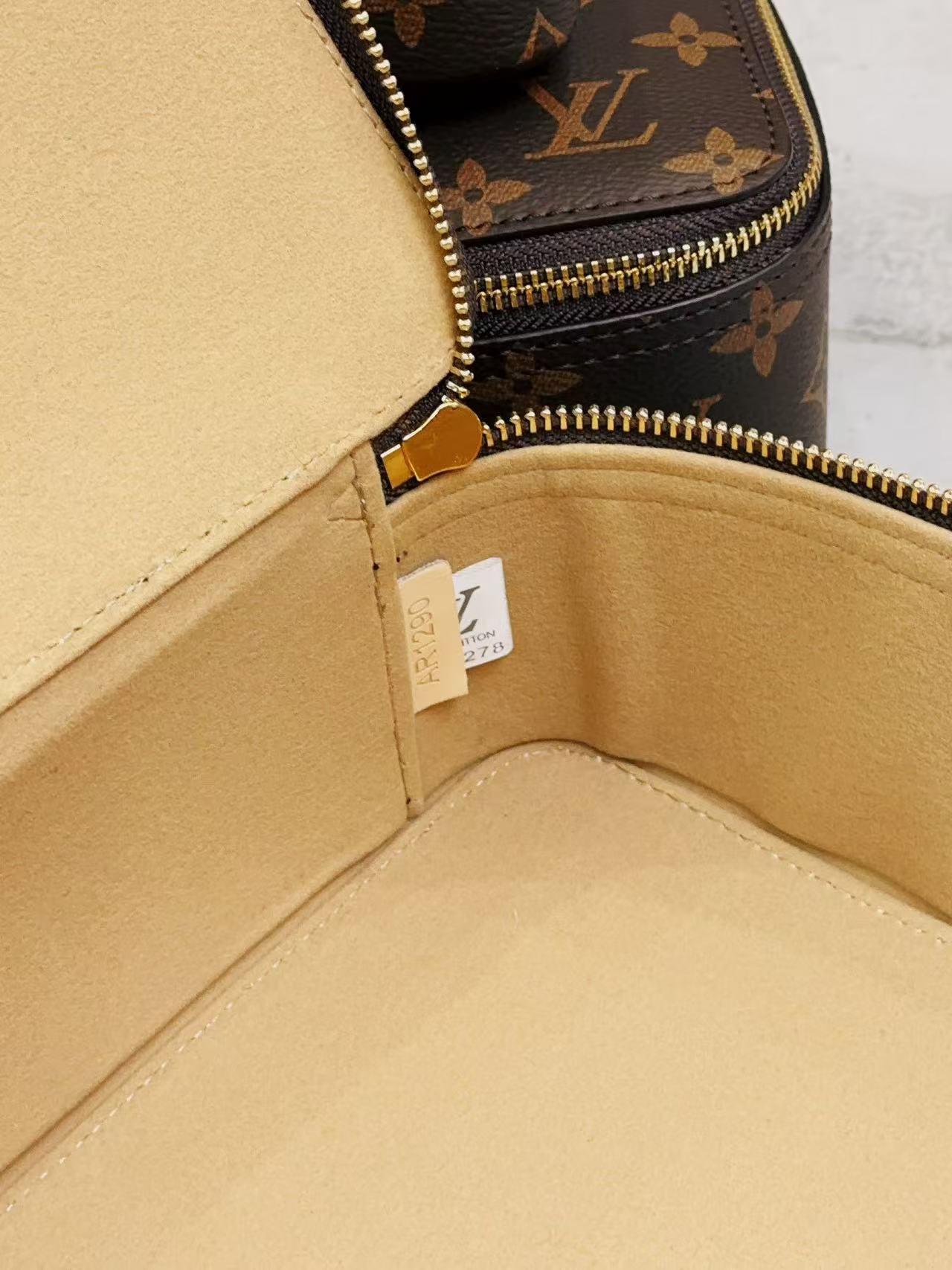 CUSTOM LV MAKE UP 3 IN 1 POUCH SET (BROWN INTERIOR)