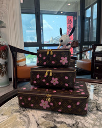CUSTOM LV MAKE UP 3 IN 1 POUCH SET (MURAKAMI FLOWER)
