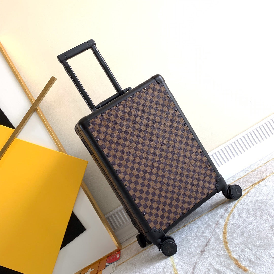 CUSTOM BROWN DAMIER CABIN 37L ZIPLESS SUITCASE