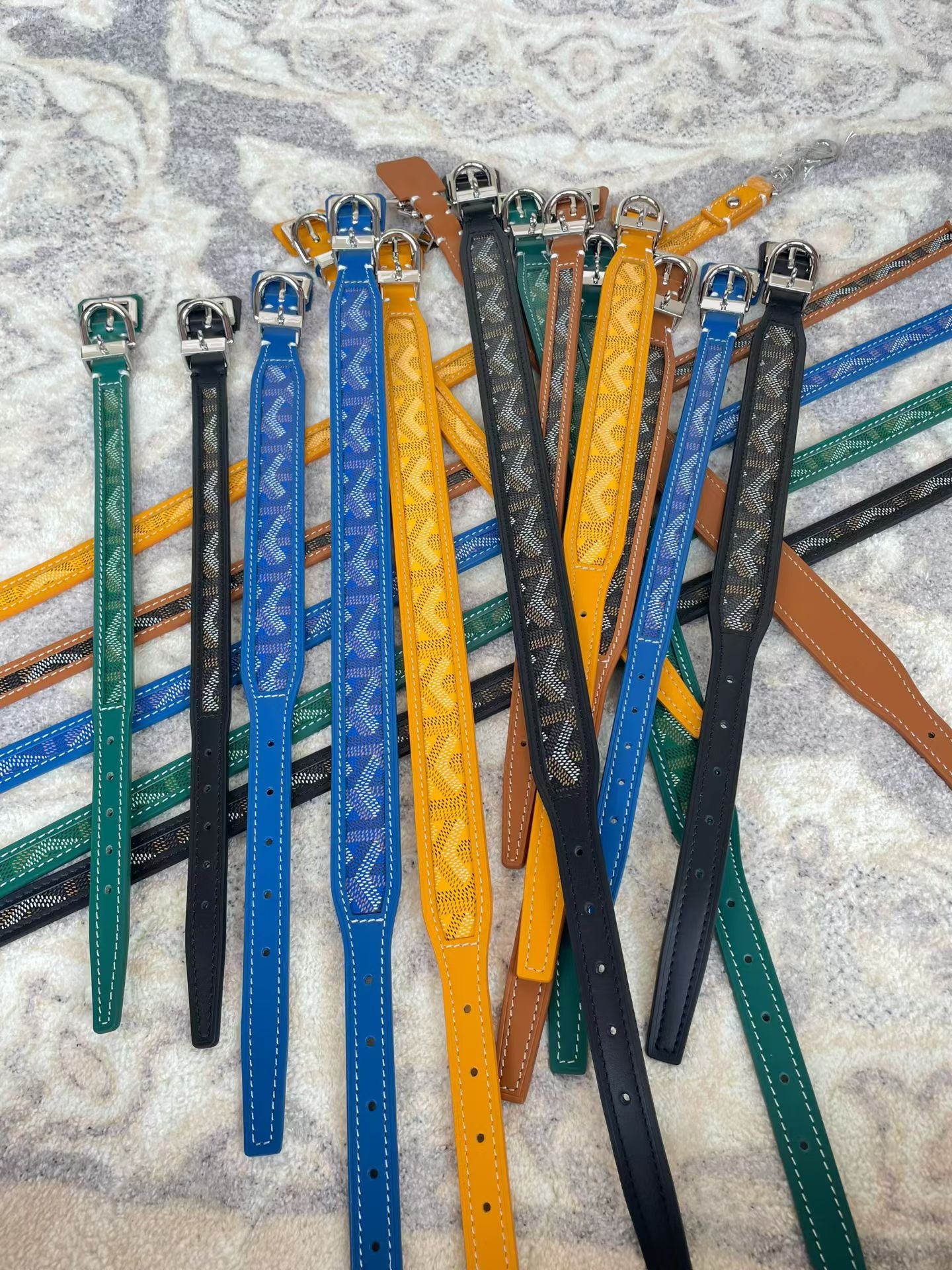 GOYARD DOG COLLAR AND LEASH