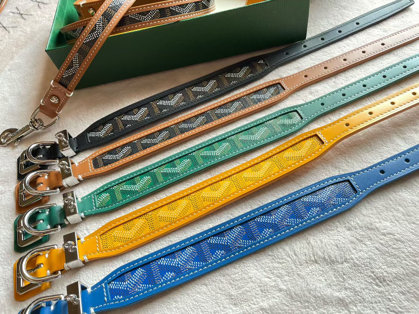 GOYARD DOG COLLAR AND LEASH
