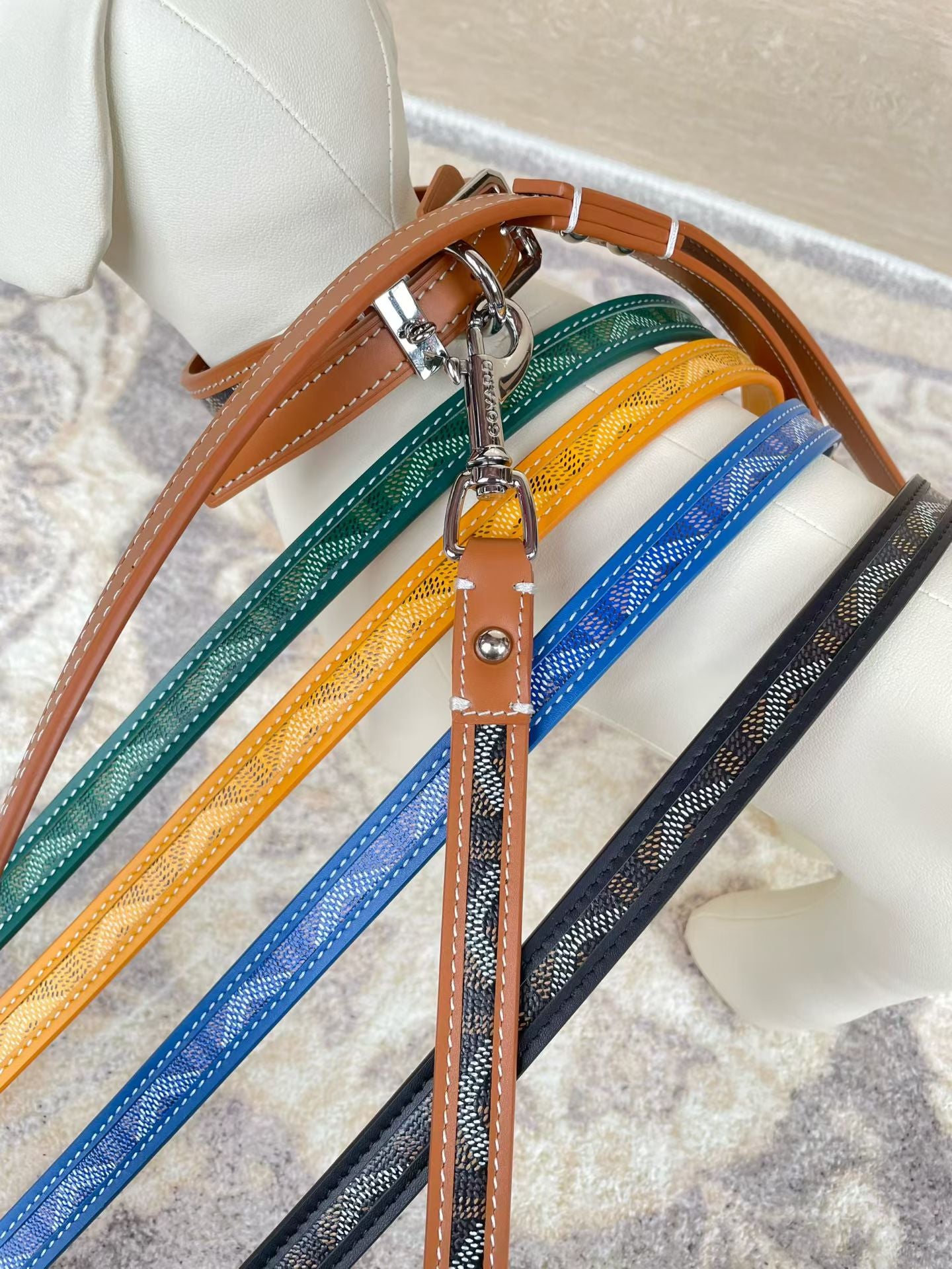 GOYARD DOG COLLAR AND LEASH