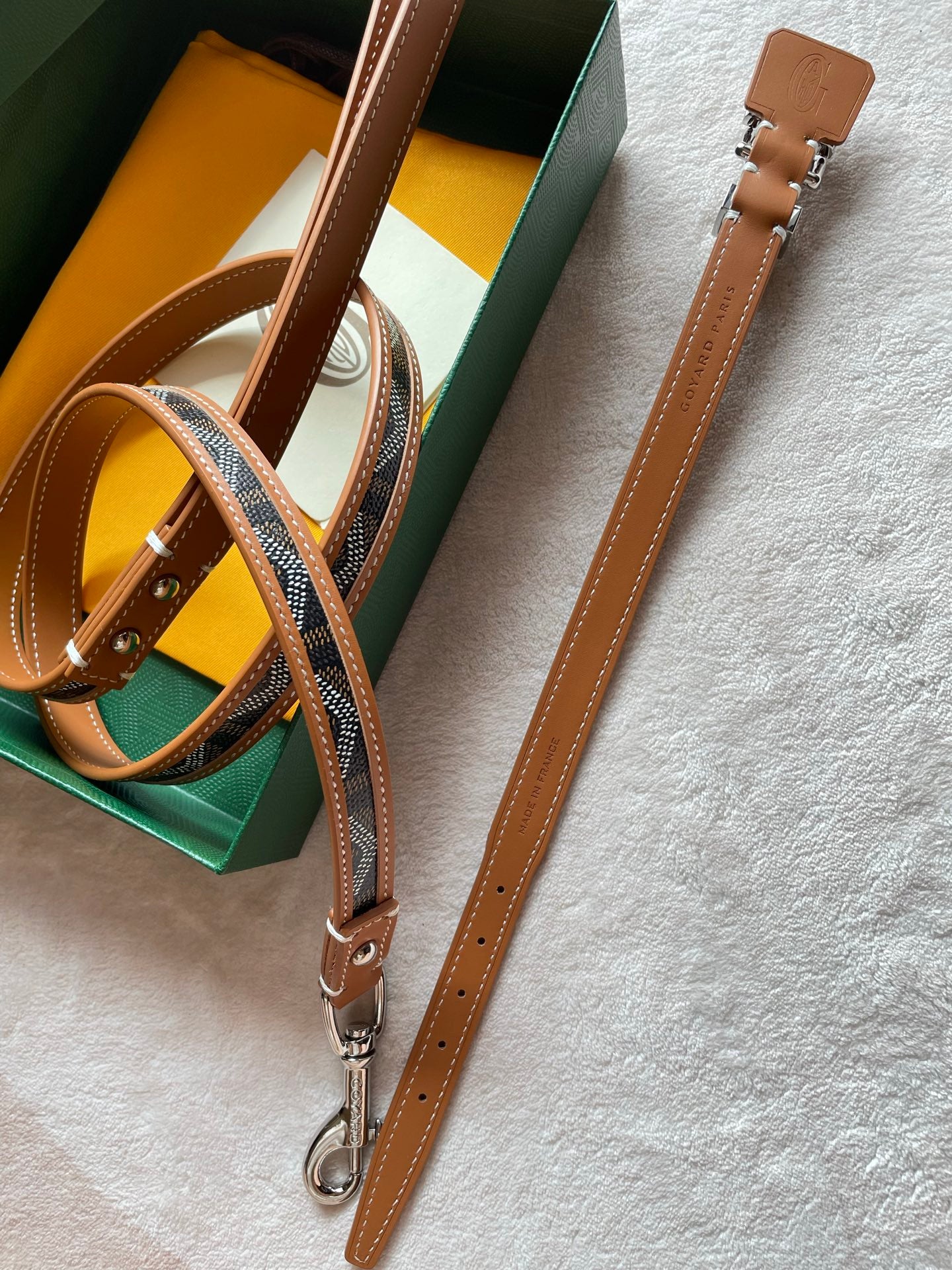 GOYARD DOG COLLAR AND LEASH