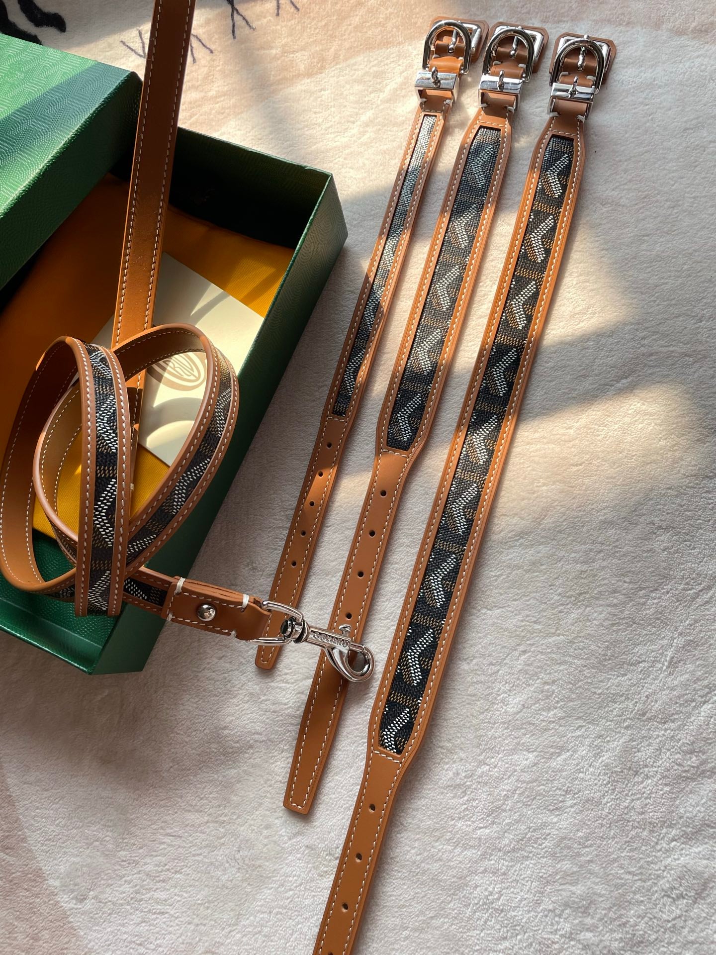 GOYARD DOG COLLAR AND LEASH