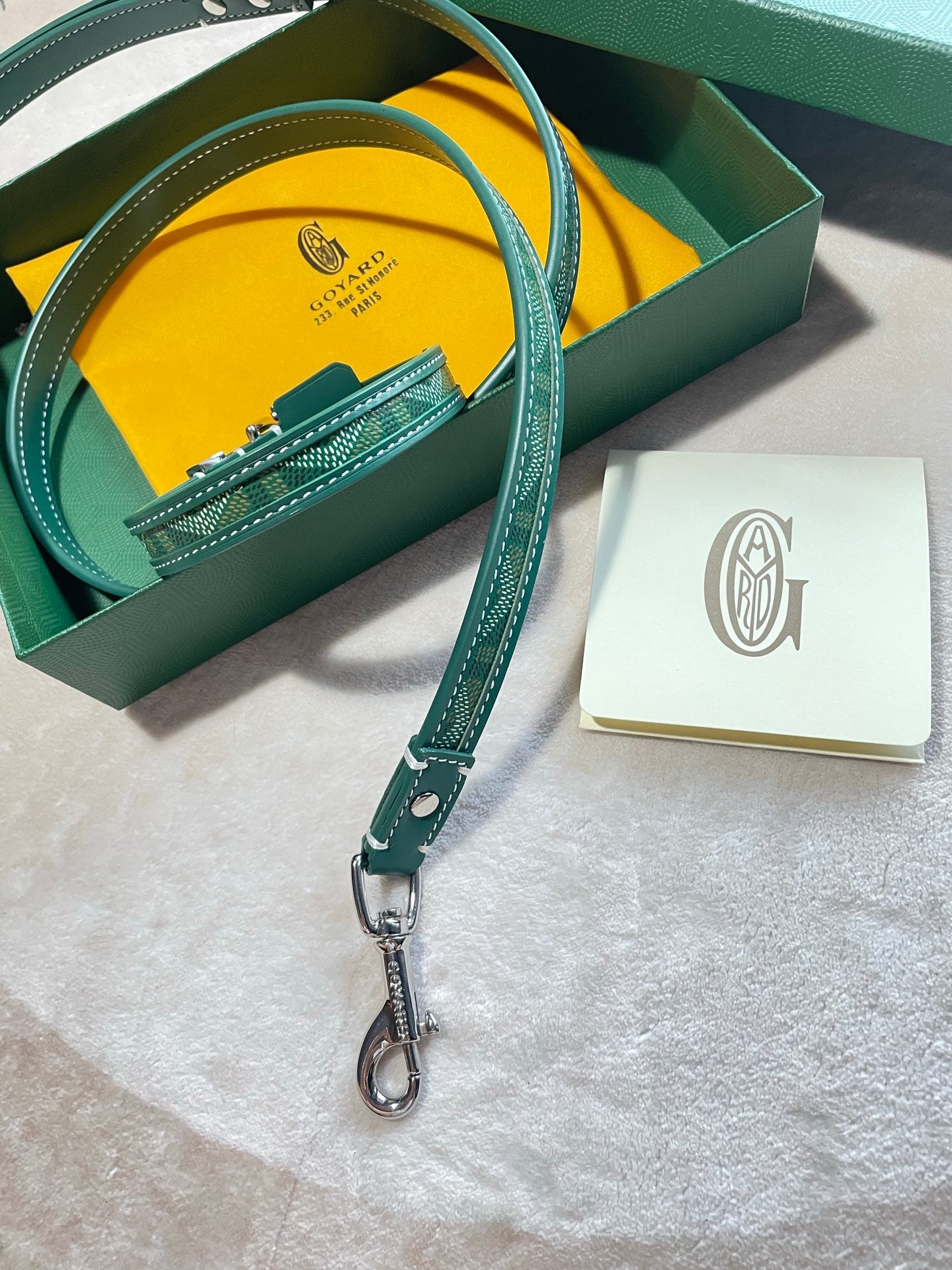 GOYARD DOG COLLAR AND LEASH