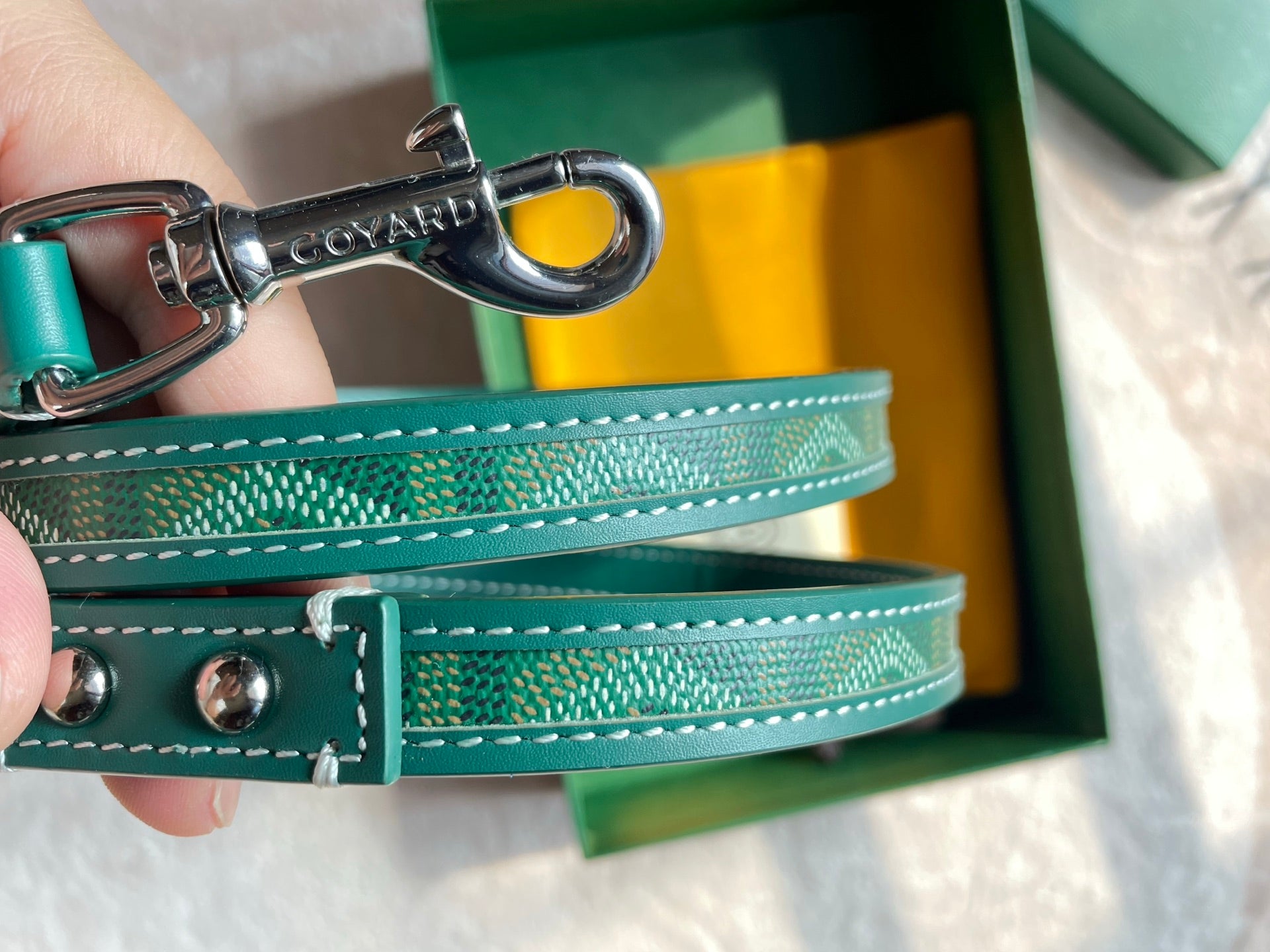 GOYARD DOG COLLAR AND LEASH
