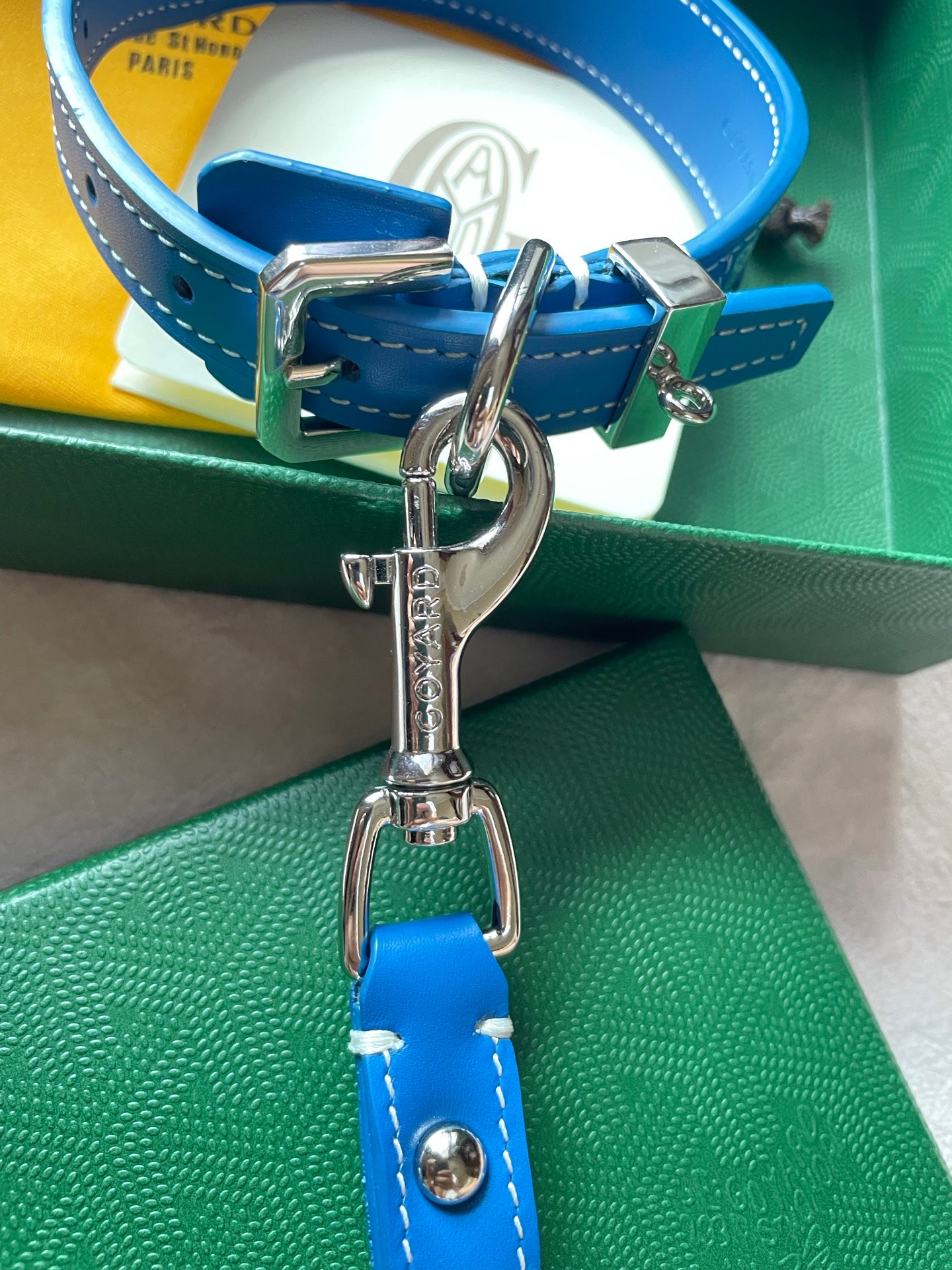 GOYARD DOG COLLAR AND LEASH