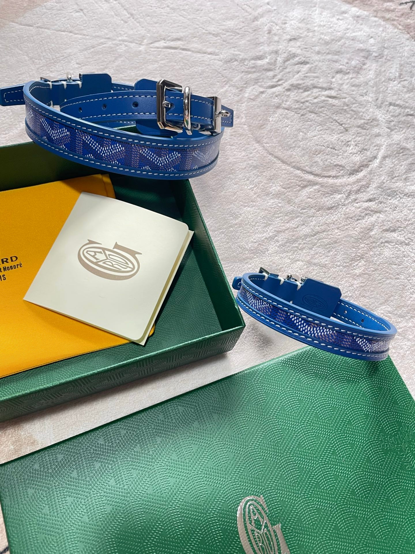 GOYARD DOG COLLAR AND LEASH