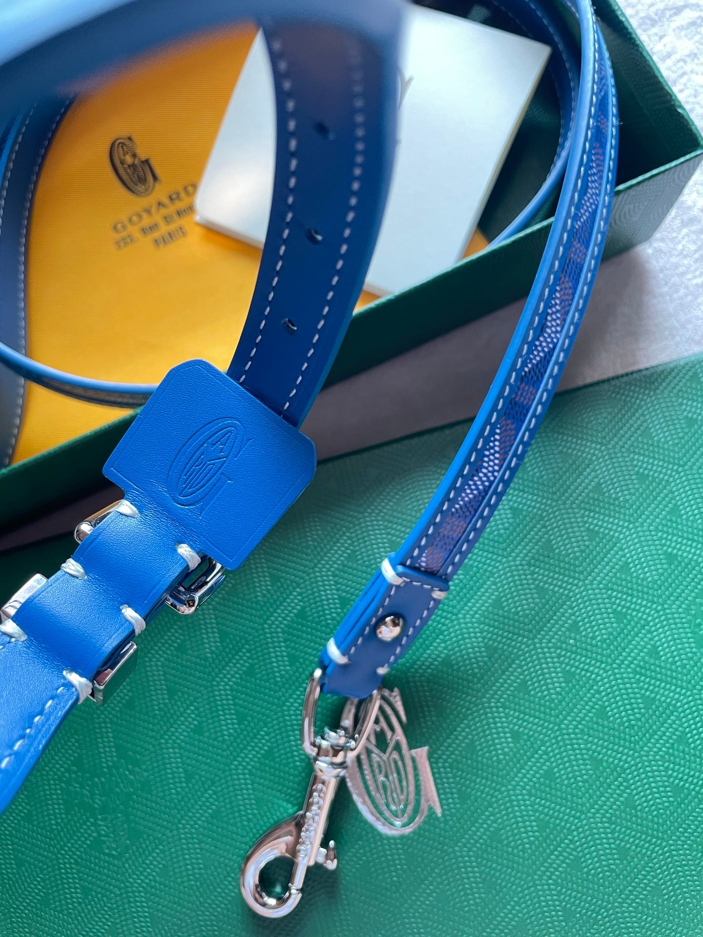 GOYARD DOG COLLAR AND LEASH