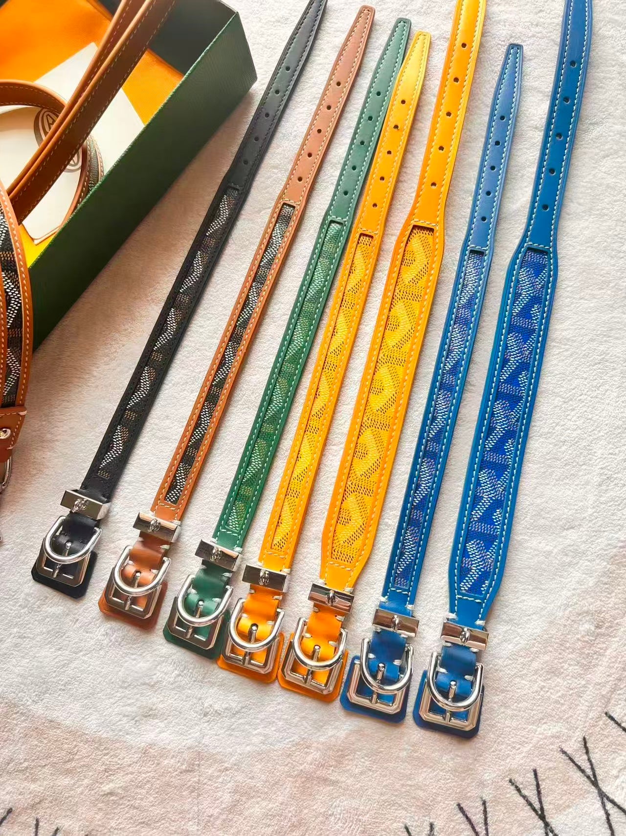 GOYARD DOG COLLAR AND LEASH