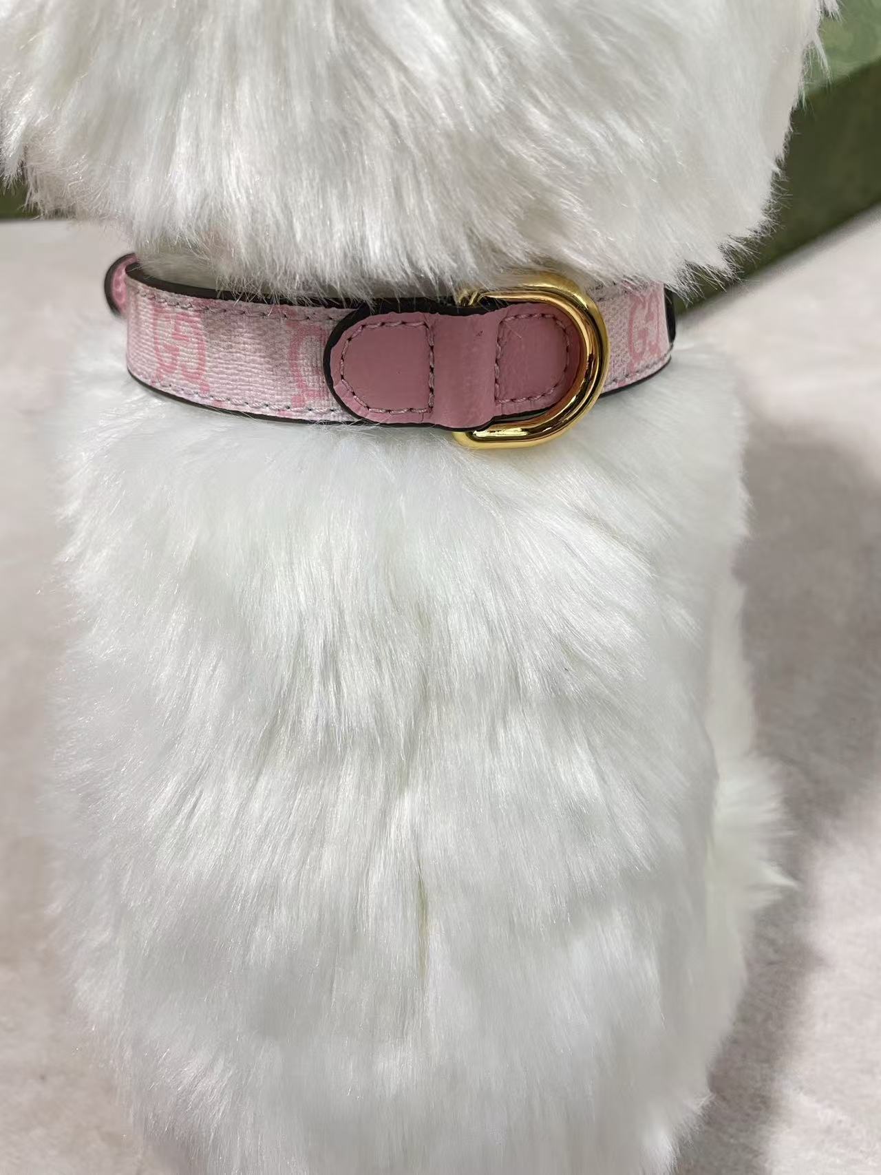 GUCCI DOG COLLAR AND LEASH (PINK)