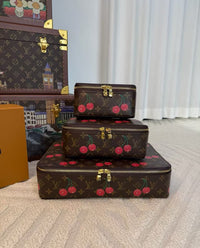 CUSTOM LV MAKE UP 3 IN 1 POUCH SET (CHERRY)