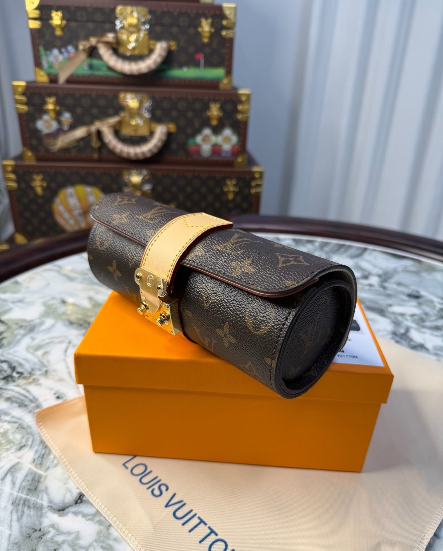 LV MONOGRAM JEWELRY CASE (BROWN)