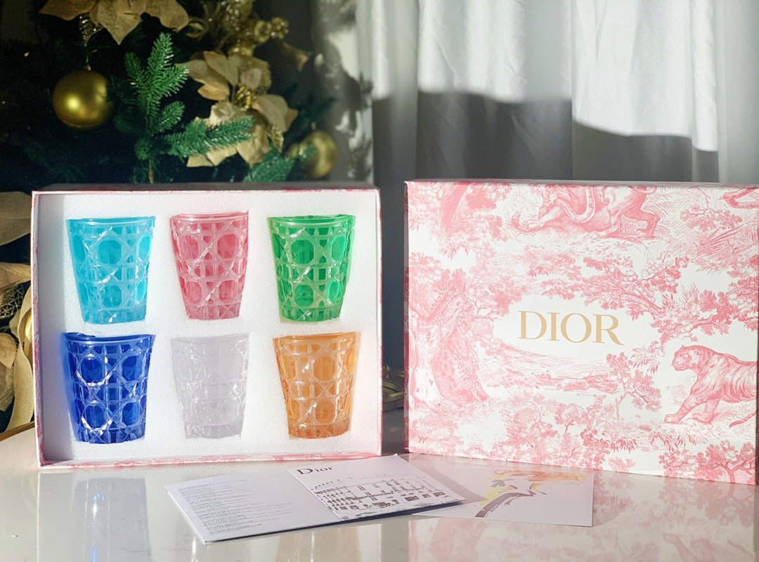 CHRISTIAN COLOUR CRYSTAL CUP SET OF 6