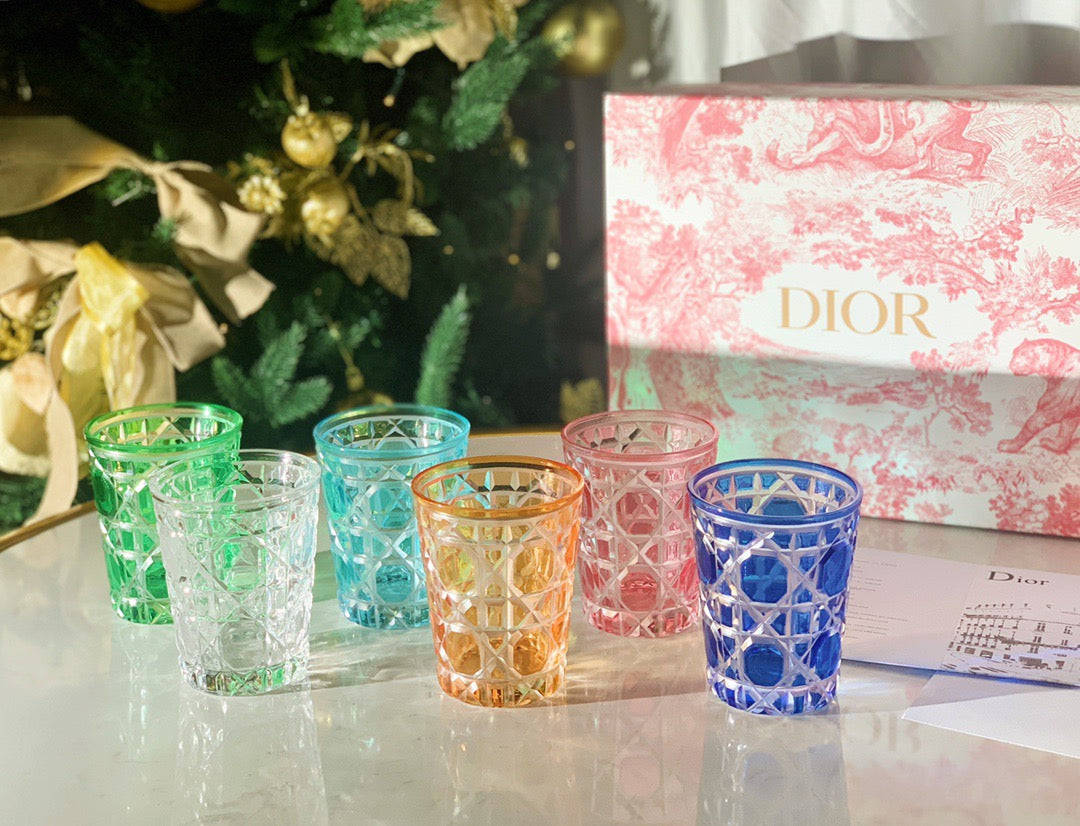 CHRISTIAN COLOUR CRYSTAL CUP SET OF 6