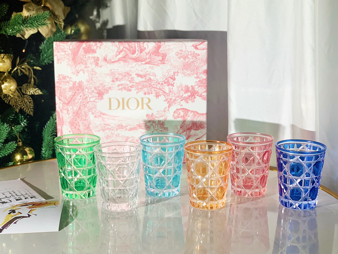 CHRISTIAN COLOUR CRYSTAL CUP SET OF 6