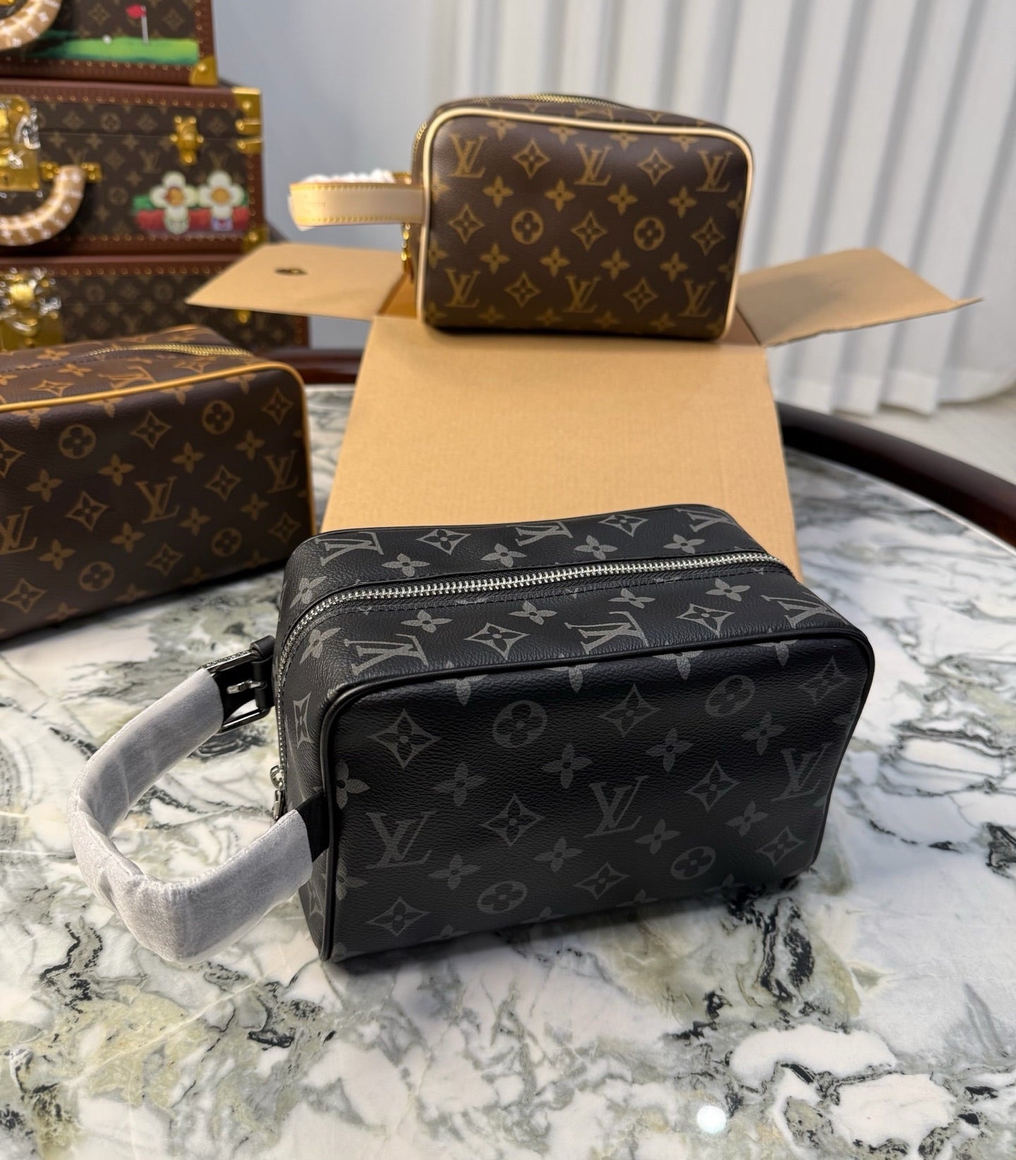 CUSTOM LV VANITY POUCH (BLACK)