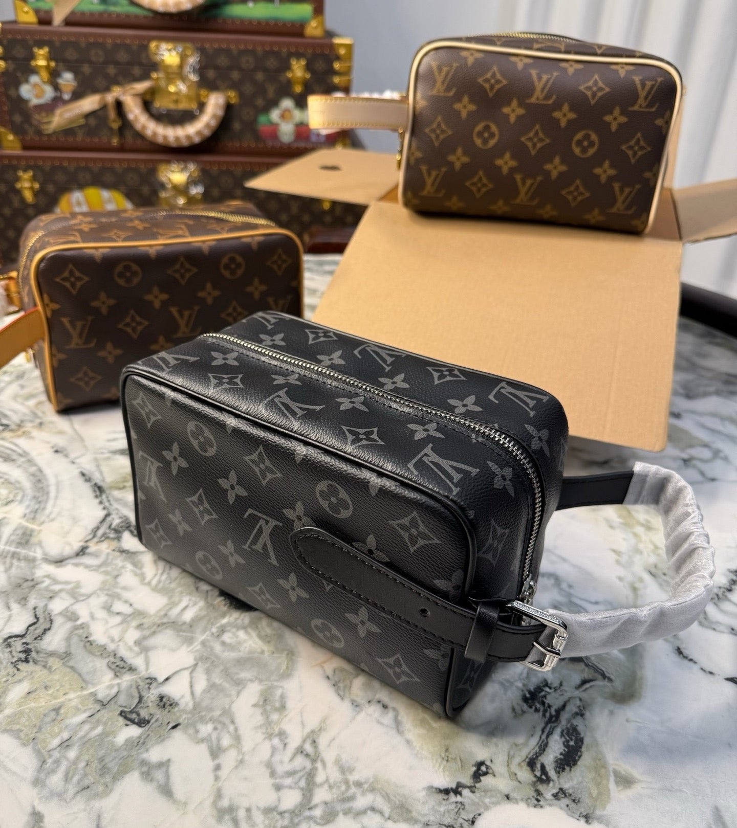 CUSTOM LV VANITY POUCH (BLACK)