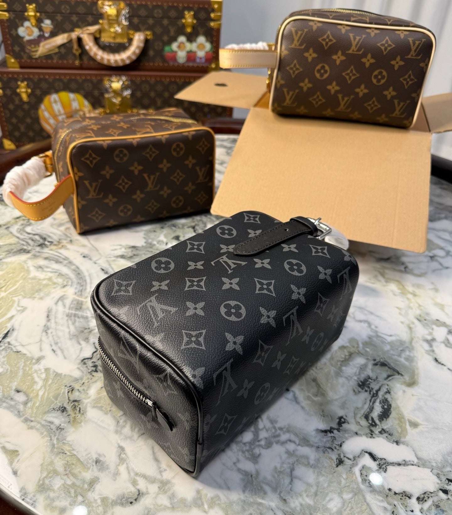 CUSTOM LV VANITY POUCH (BLACK)