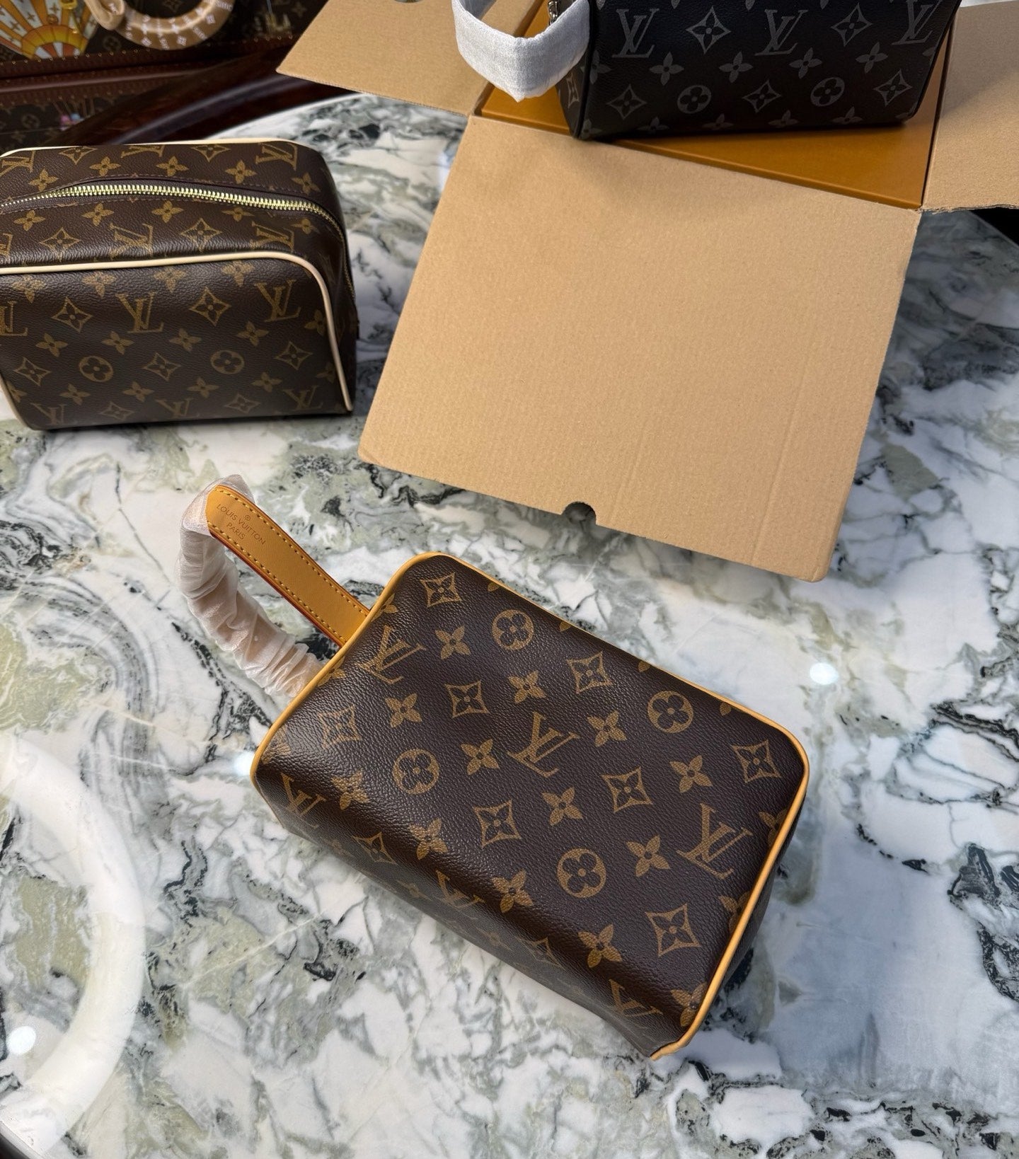 CUSTOM LV VANITY POUCH (YELLOW)