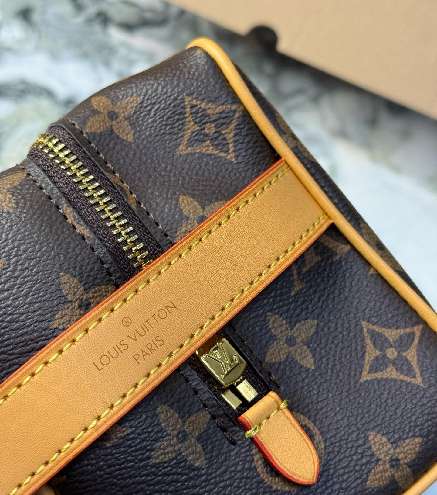 CUSTOM LV VANITY POUCH (YELLOW)