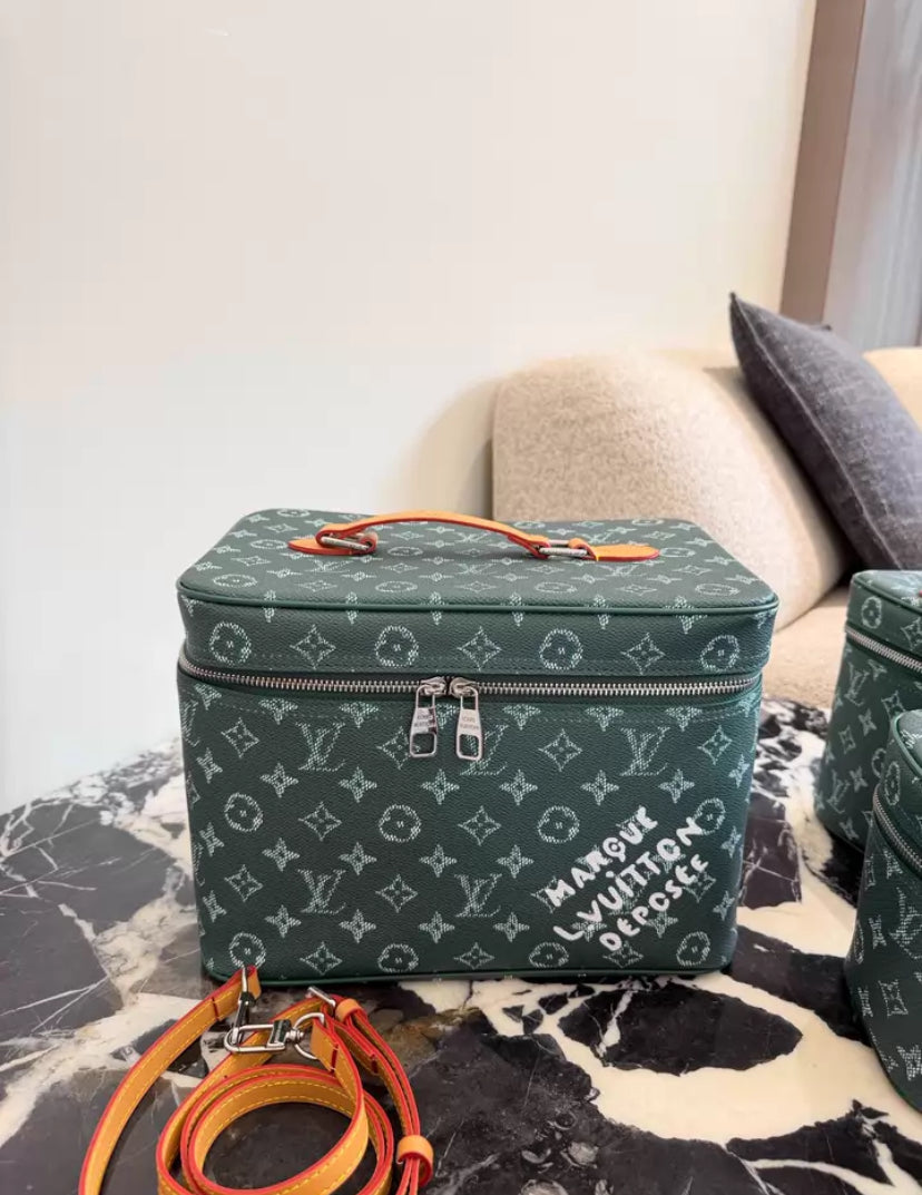 CUSTOM LV MAKE UP VANITY BAG (DENIM)