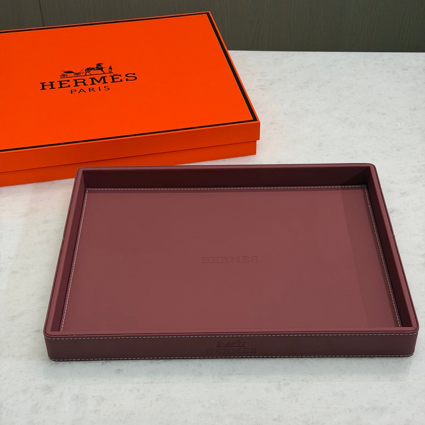 HERMES LEATHER TRAY