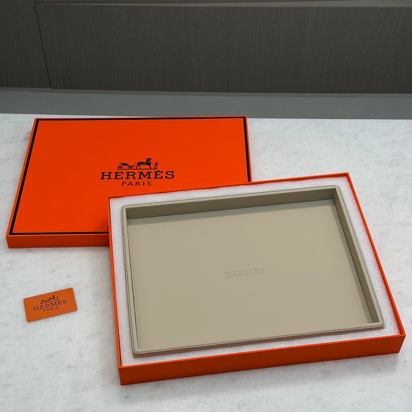 HERMES LEATHER TRAY
