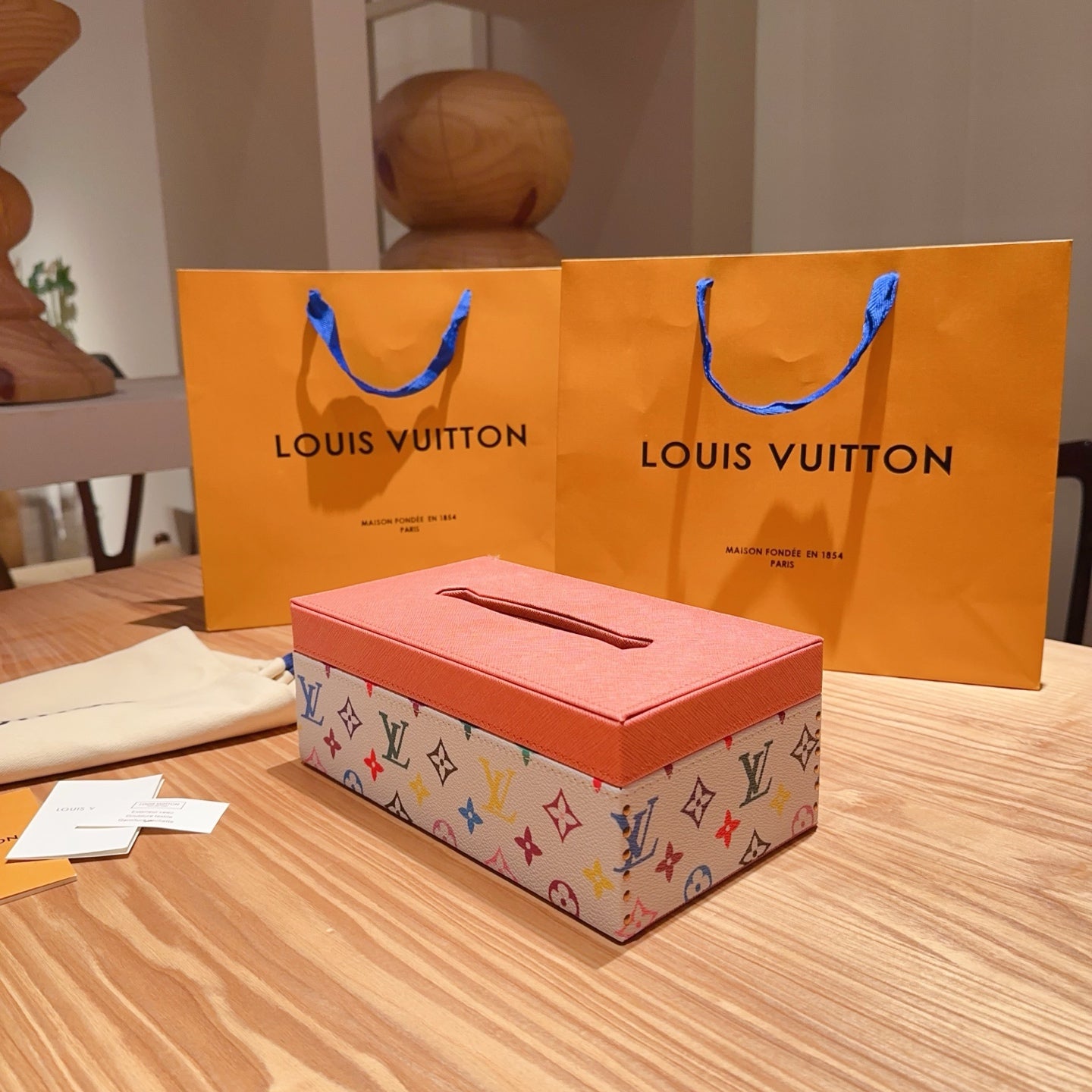 CUSTOM LV LEATHER TISSUE BOX COVER 2.0