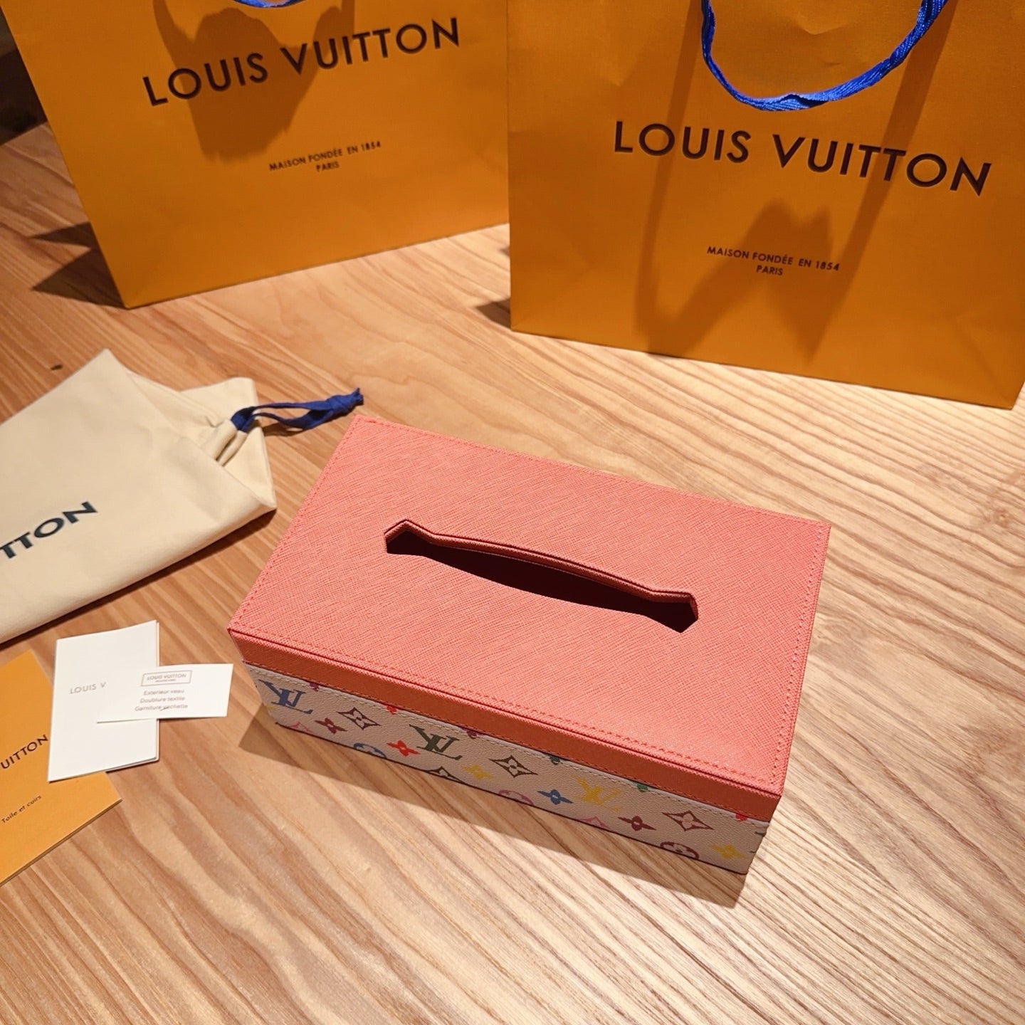 CUSTOM LV LEATHER TISSUE BOX COVER 2.0