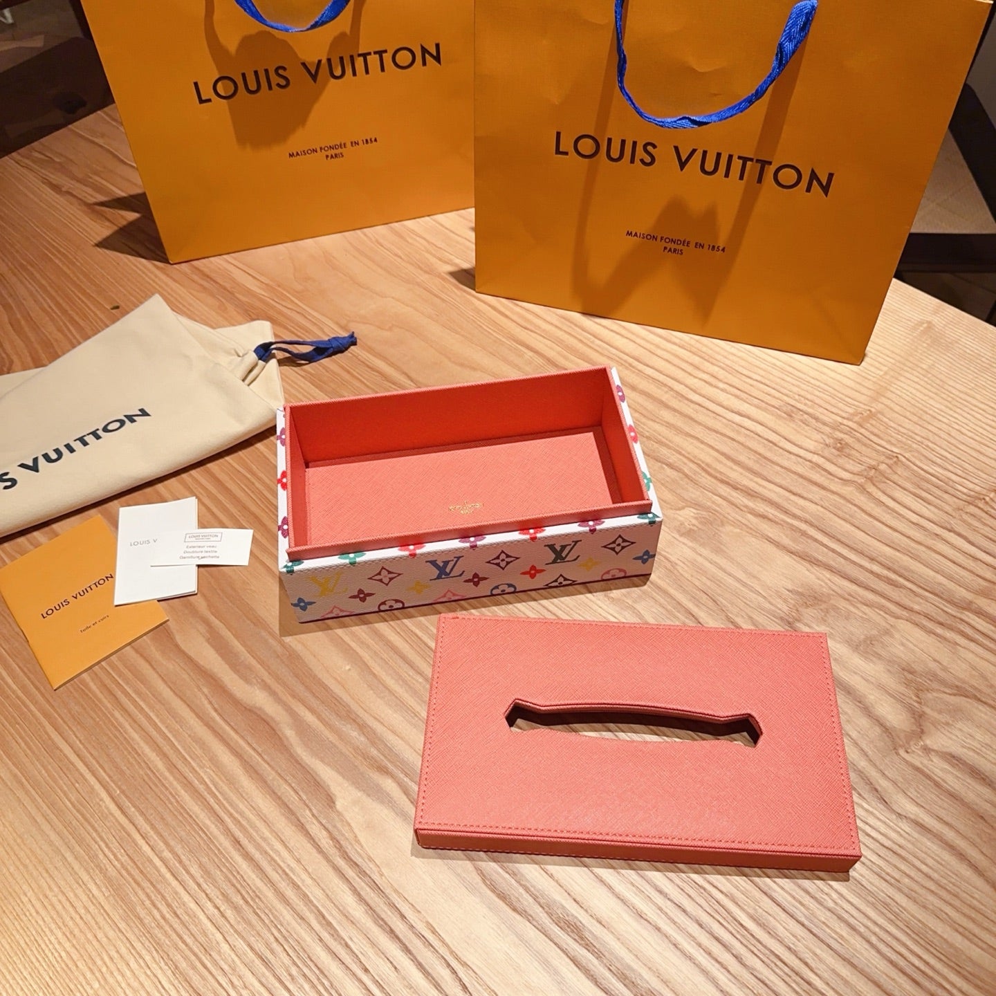CUSTOM LV LEATHER TISSUE BOX COVER 2.0