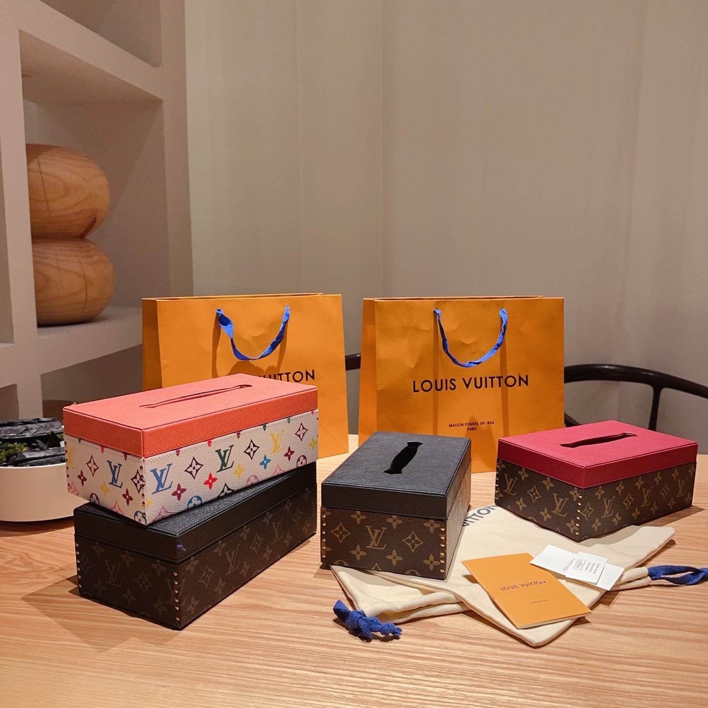 CUSTOM LV LEATHER TISSUE BOX COVER 2.0