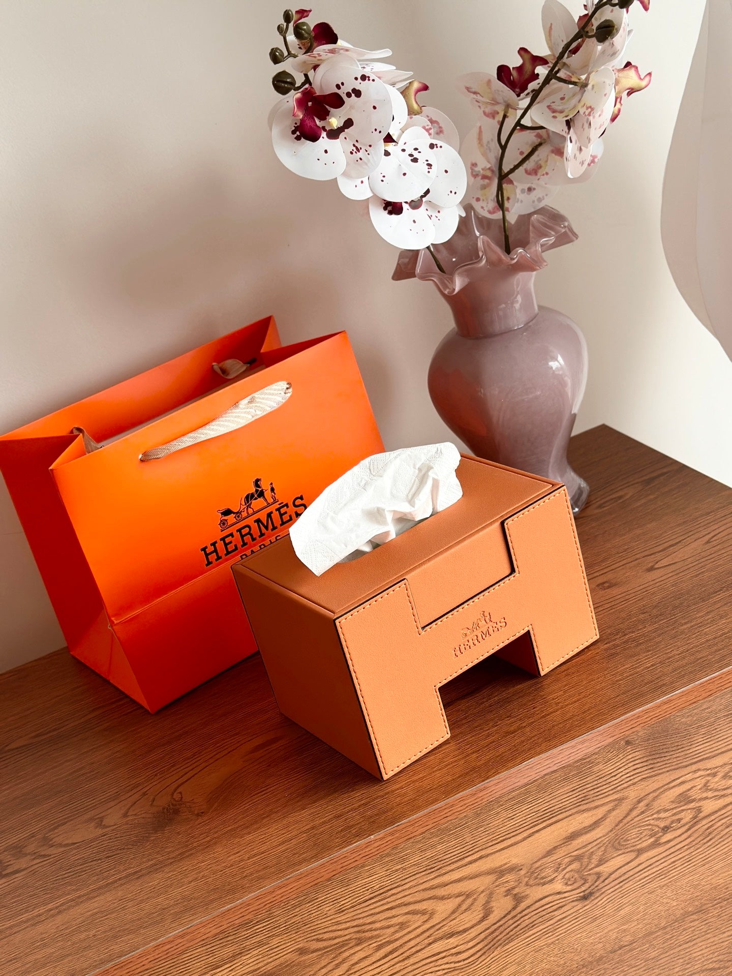HERMES LOGO TISSUE BOX COVER