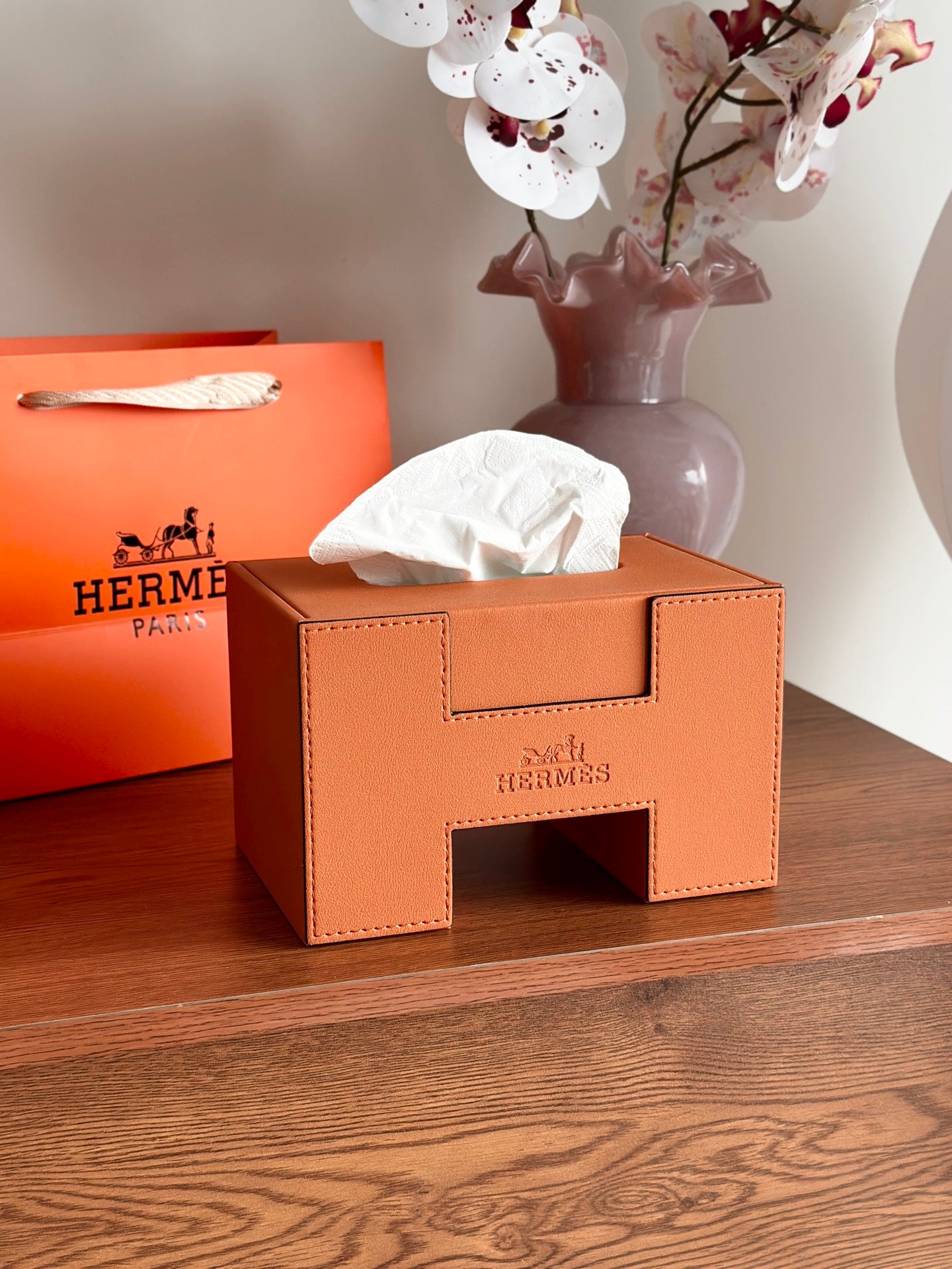HERMES LOGO TISSUE BOX COVER