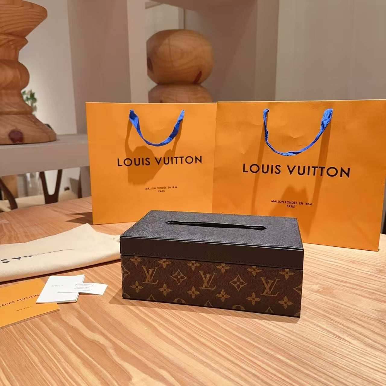 CUSTOM LV LEATHER TISSUE BOX COVER 2.0
