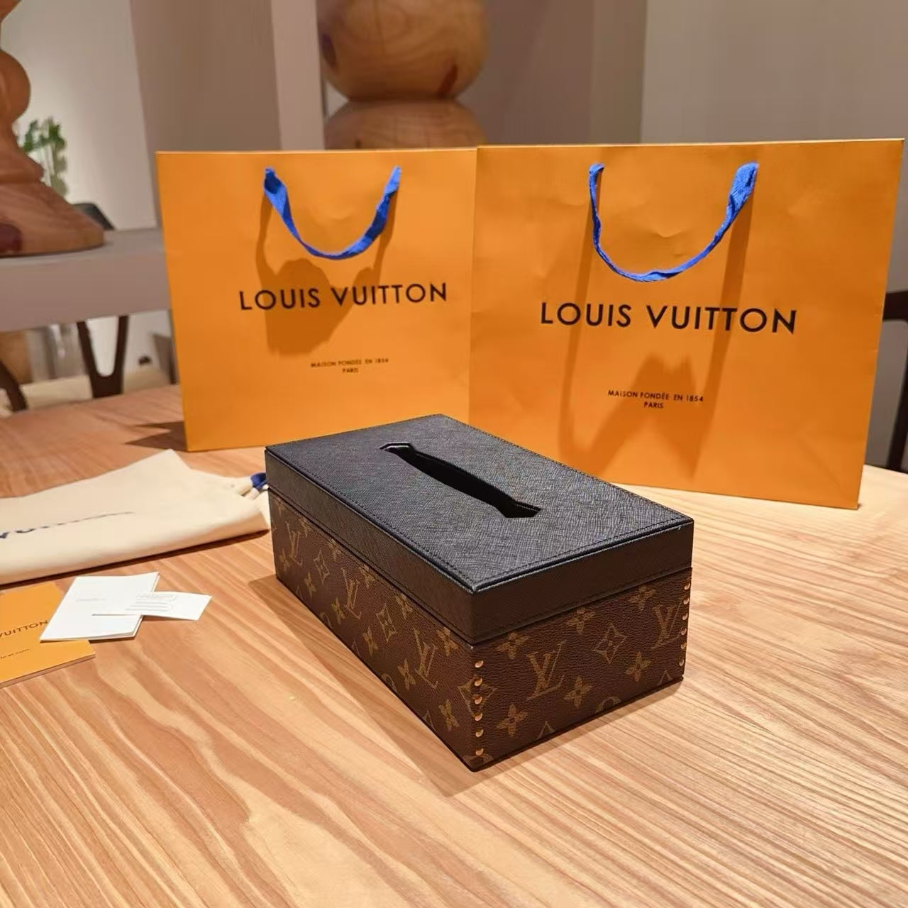 CUSTOM LV LEATHER TISSUE BOX COVER 2.0