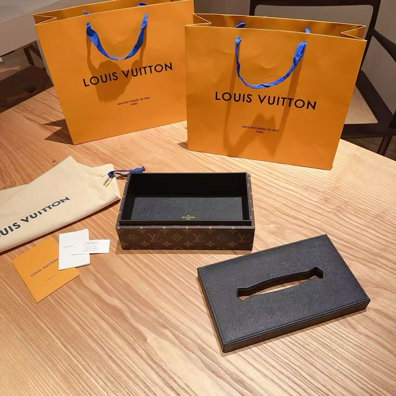 CUSTOM LV LEATHER TISSUE BOX COVER 2.0