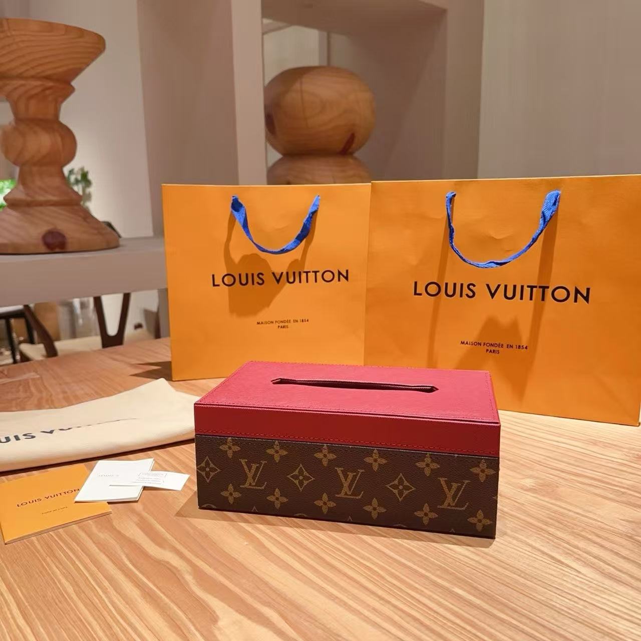 CUSTOM LV LEATHER TISSUE BOX COVER 2.0