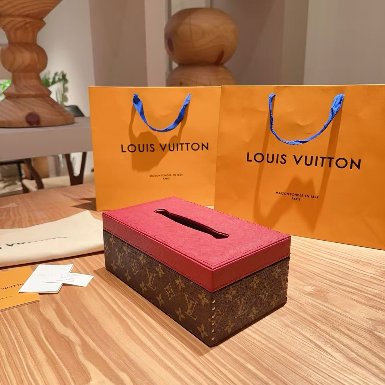 CUSTOM LV LEATHER TISSUE BOX COVER 2.0
