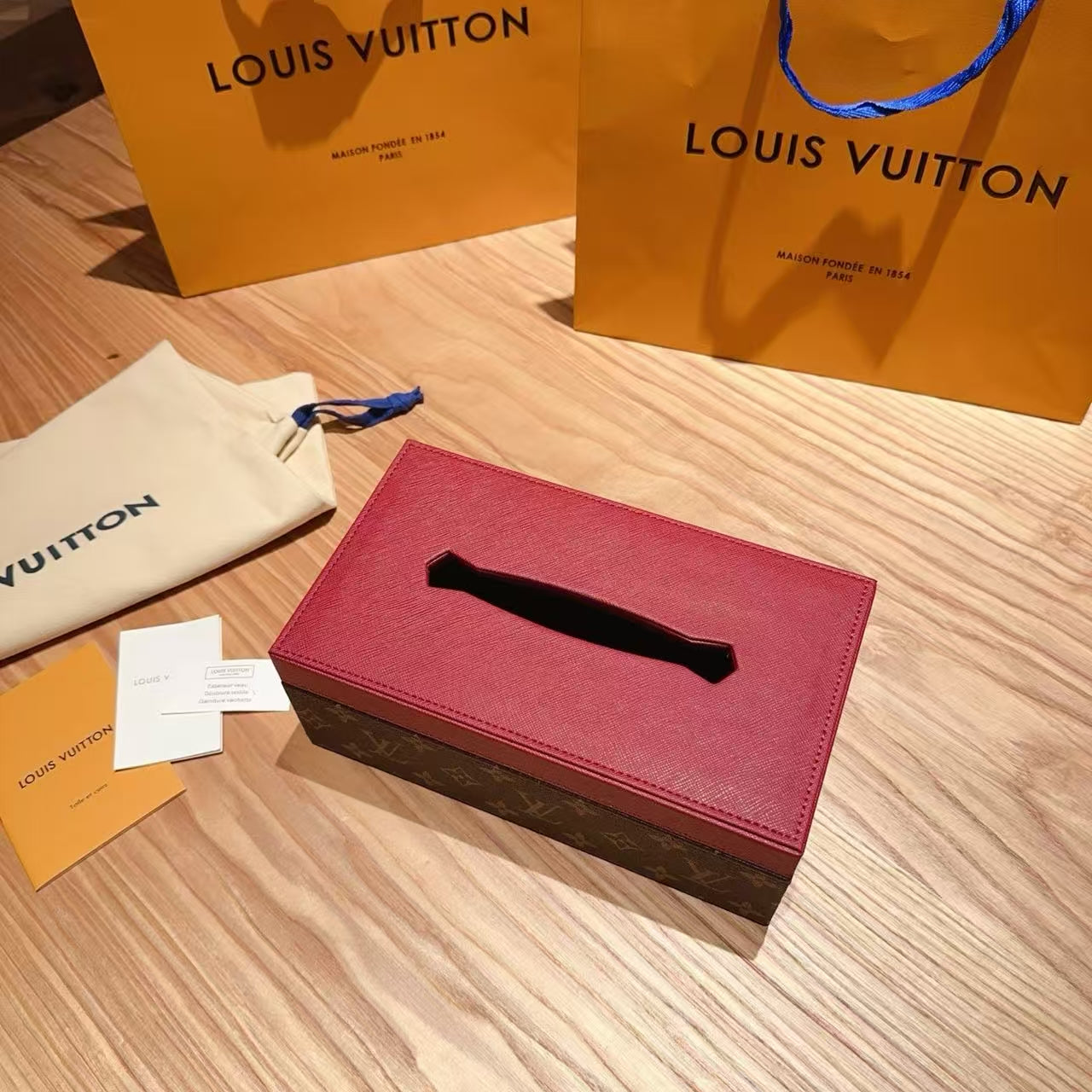 CUSTOM LV LEATHER TISSUE BOX COVER 2.0