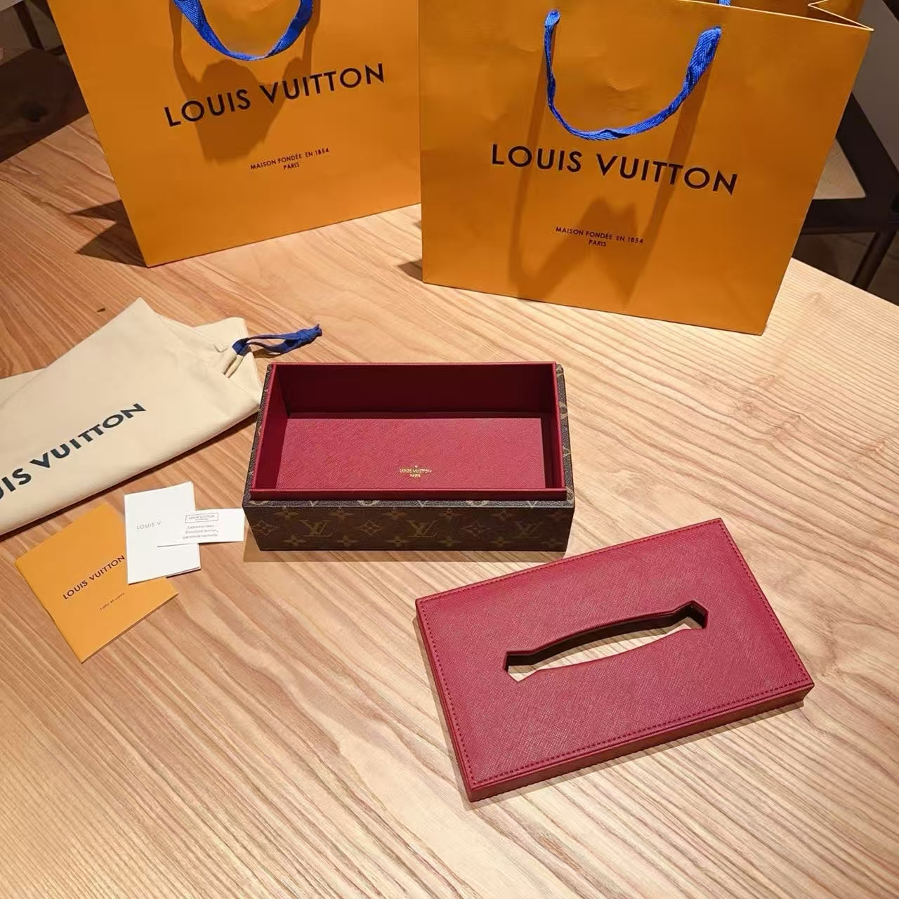 CUSTOM LV LEATHER TISSUE BOX COVER 2.0