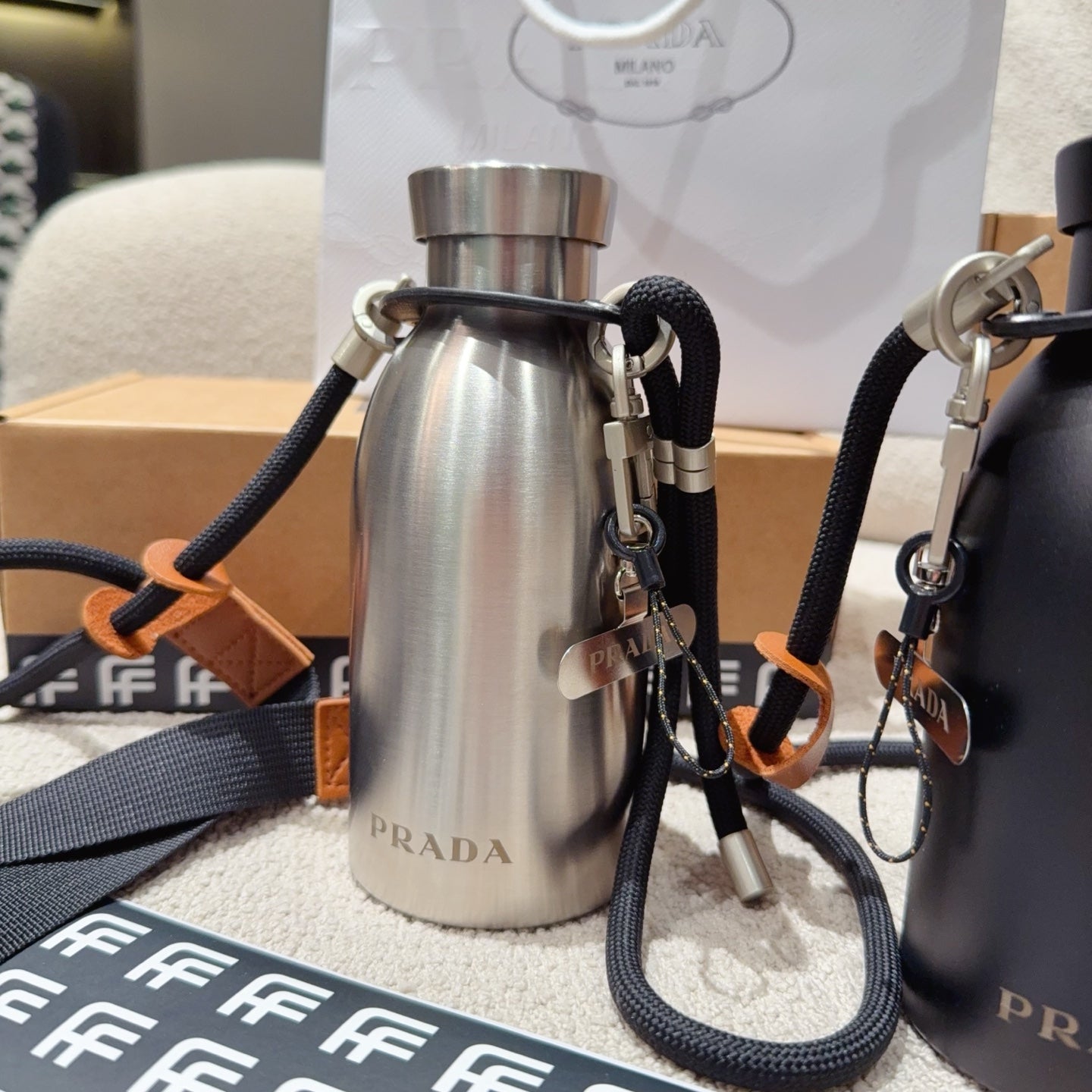 PRADA STEEL BOTTLE WITH STRAP