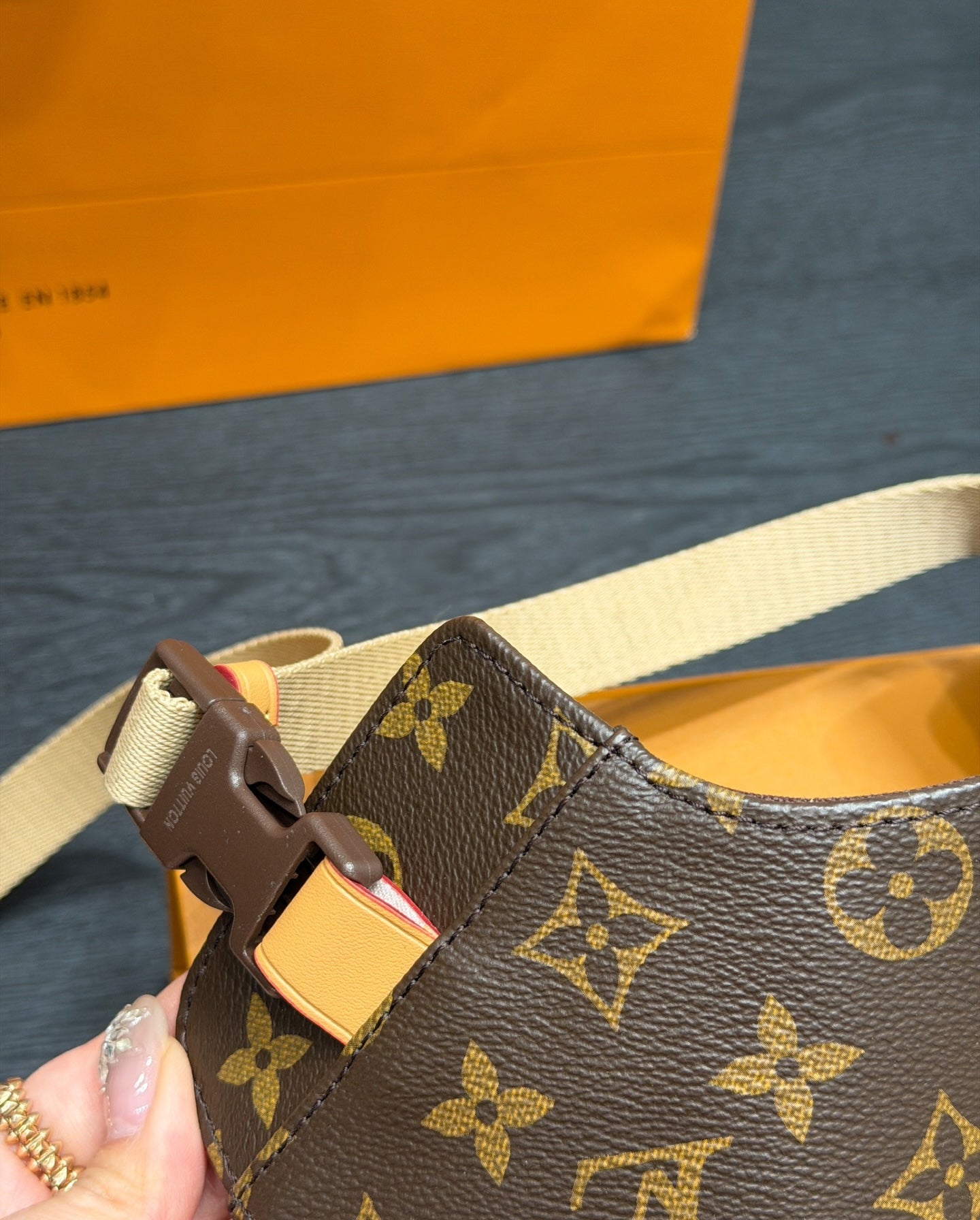 LV DOG HARNESS AND LEASH (BROWN)
