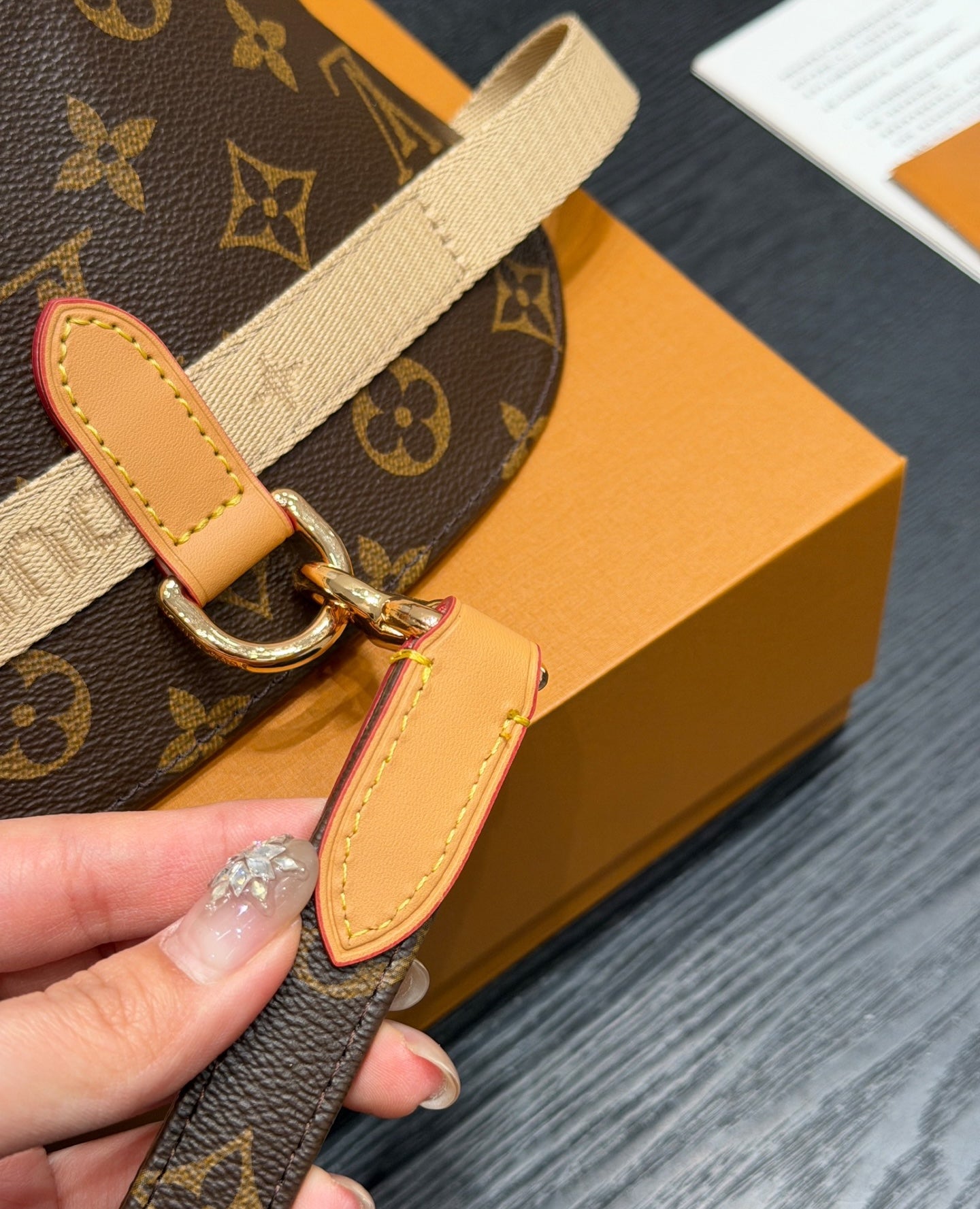 LV DOG HARNESS AND LEASH (BROWN)