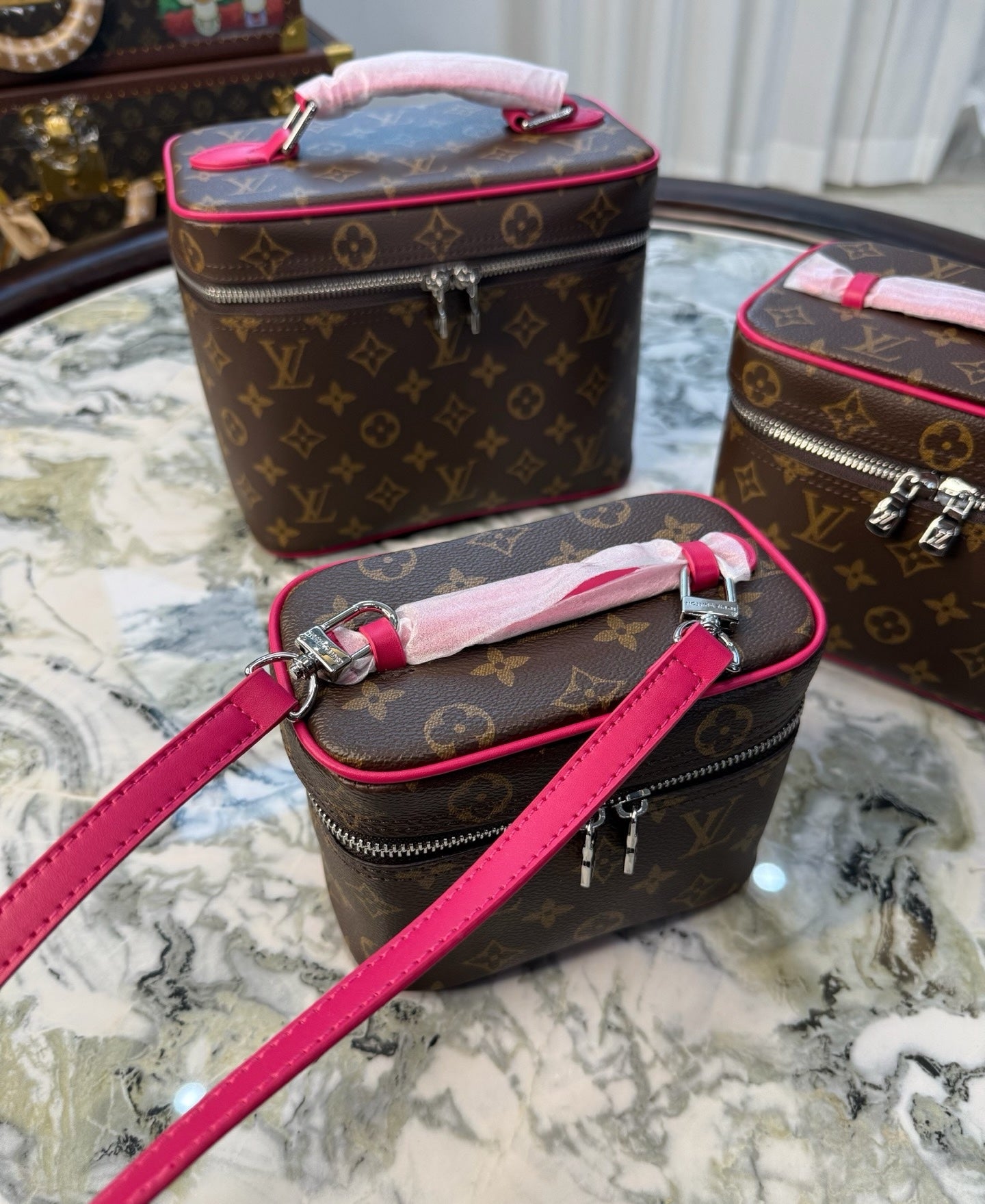 CUSTOM LV MAKE UP VANITY BAG (PINK)
