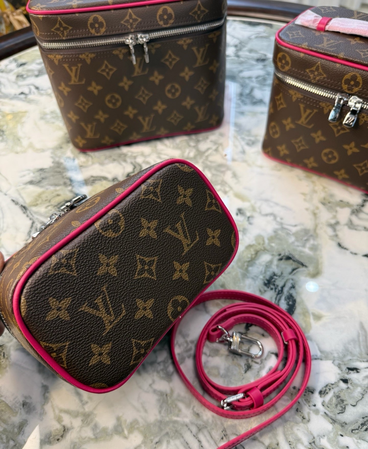 CUSTOM LV MAKE UP VANITY BAG (PINK)