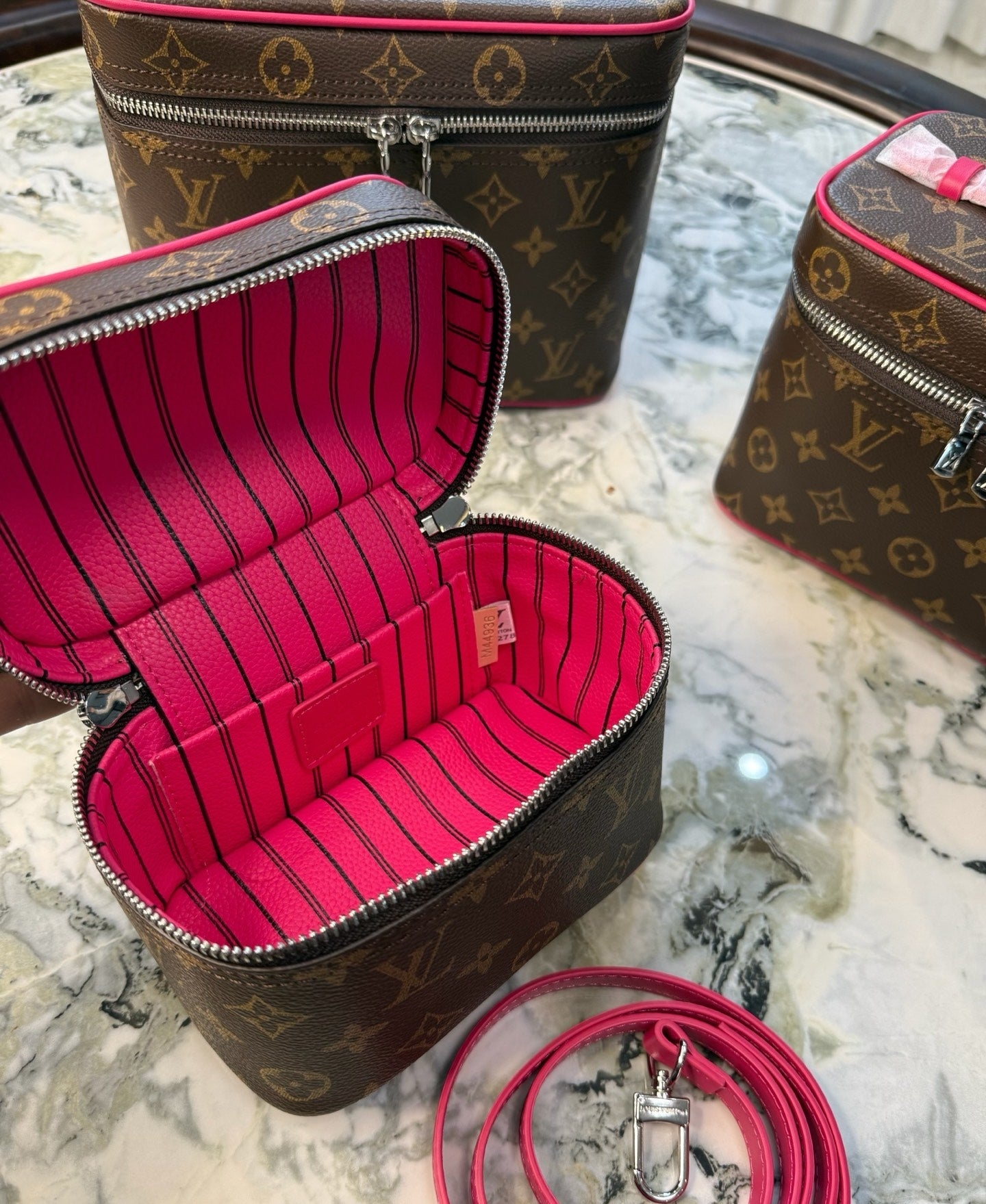 CUSTOM LV MAKE UP VANITY BAG (PINK)